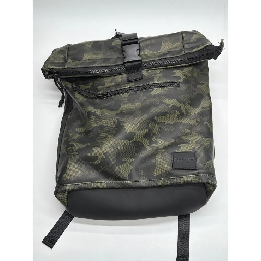 Duchamp London Olive Camouflage Foldover Backpack USB Port Laptop Sleeve 16632